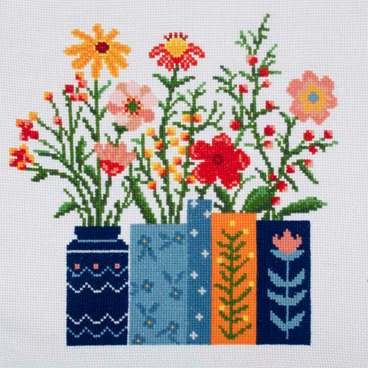 Flowers in a Vase Cross Stitch Kit By Trimits