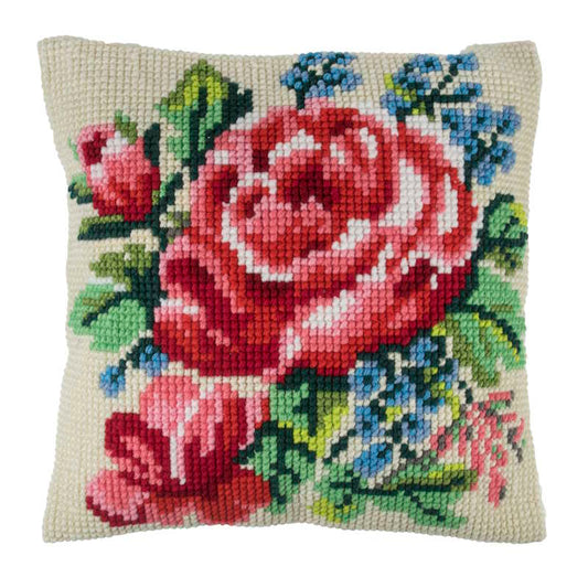 Floral Bloom Printed Cross Stitch Cushion Kit By Trimits