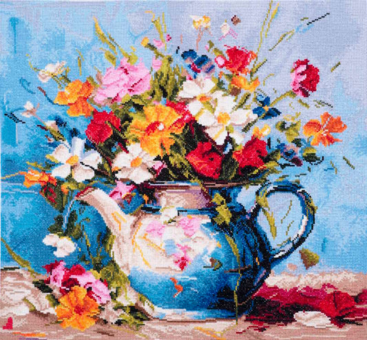 Wildflowers Printed Cross Stitch Kit By Trimits