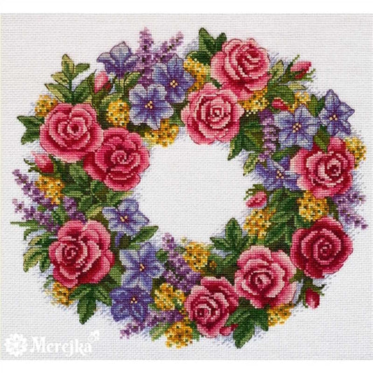 Rose Wreath Cross Stitch Kit by Merejka