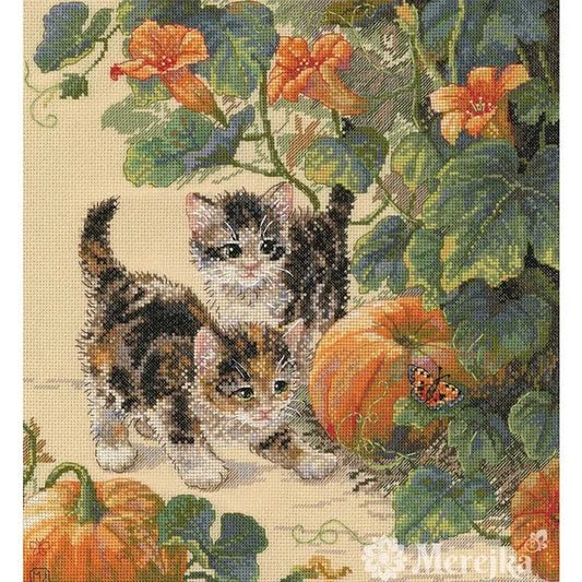 Pumpkin Patch Chase Cross Stitch Kit by Merejka