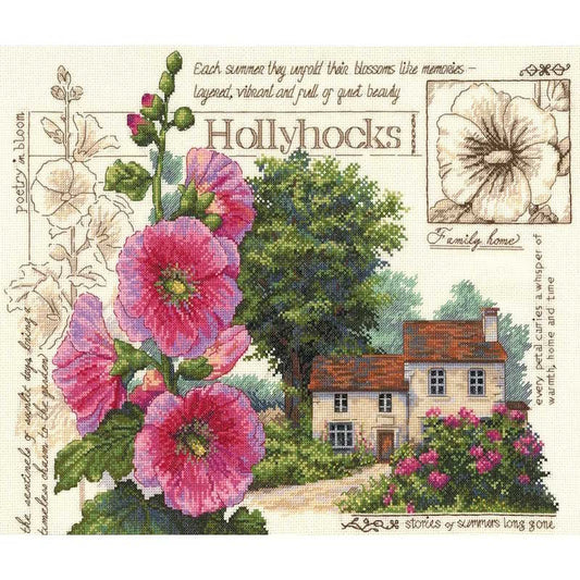 Hollyhock Cottage Cross Stitch Kit by Merejka