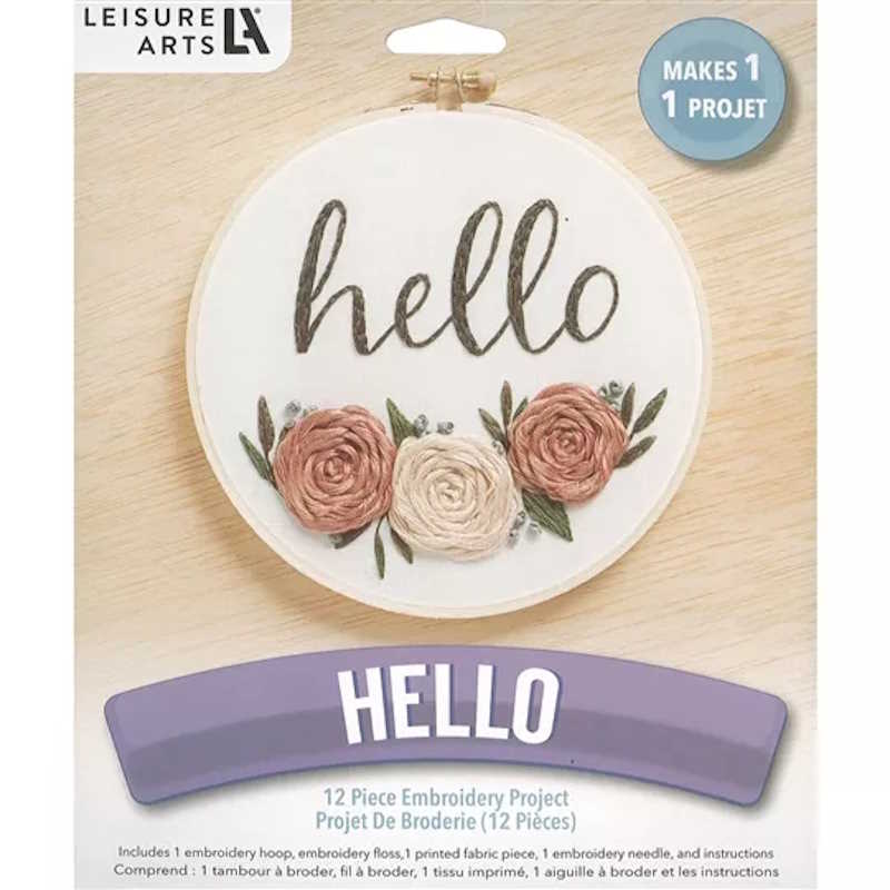 Hello Embroidery Kit By Leisure Arts