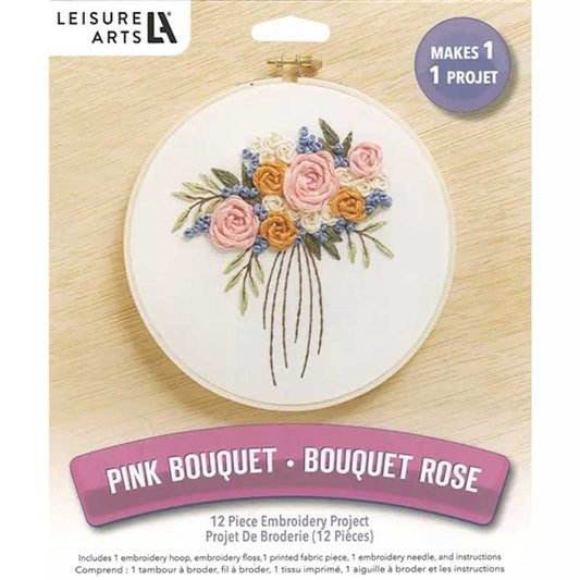 Pink Bouquet Embroidery Kit By Leisure Arts