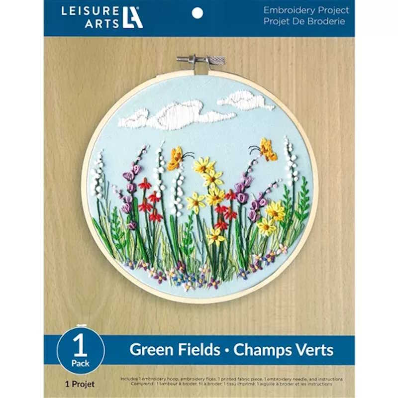 Green Fields Embroidery Kit By Leisure Arts