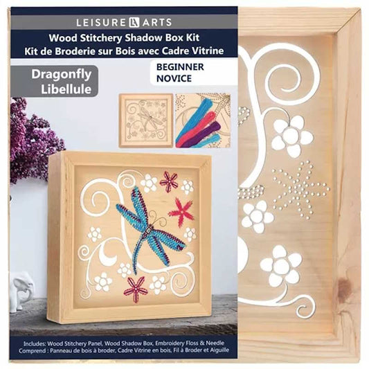 Dragon Fly Shadow Box Wood Stitchery Kit By Leisure Arts