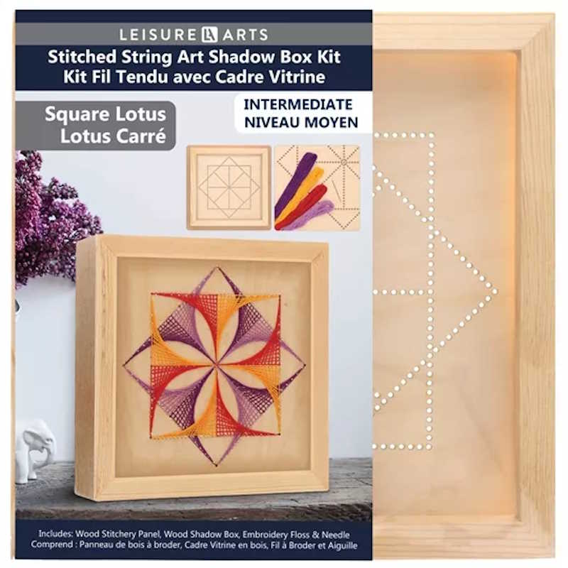Square Lotus Shadow Box Wood Stitchery Kit By Leisure Arts