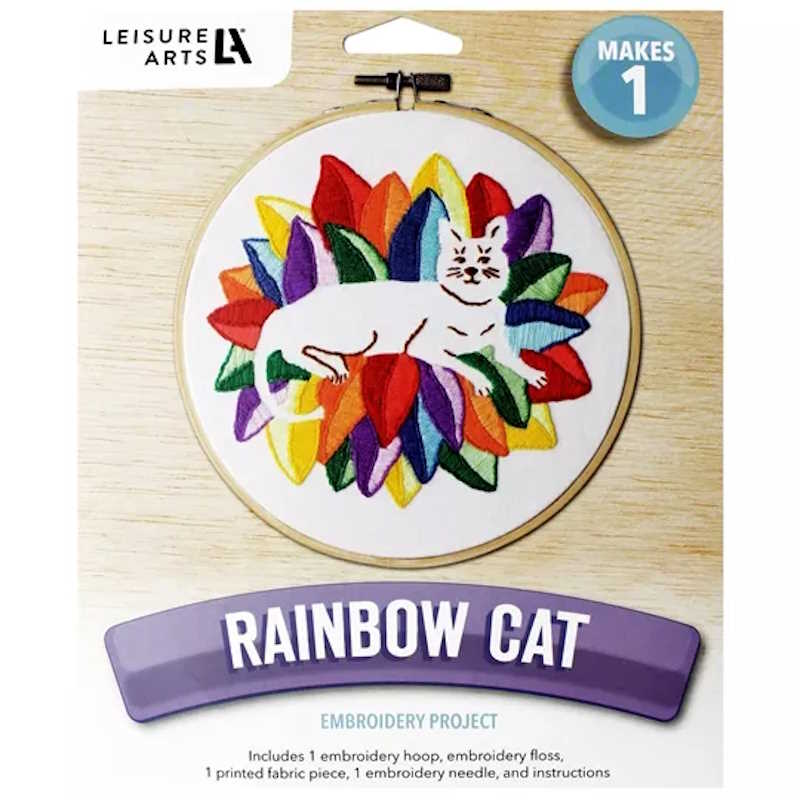 Rainbow Cat Embroidery Kit By Leisure Arts