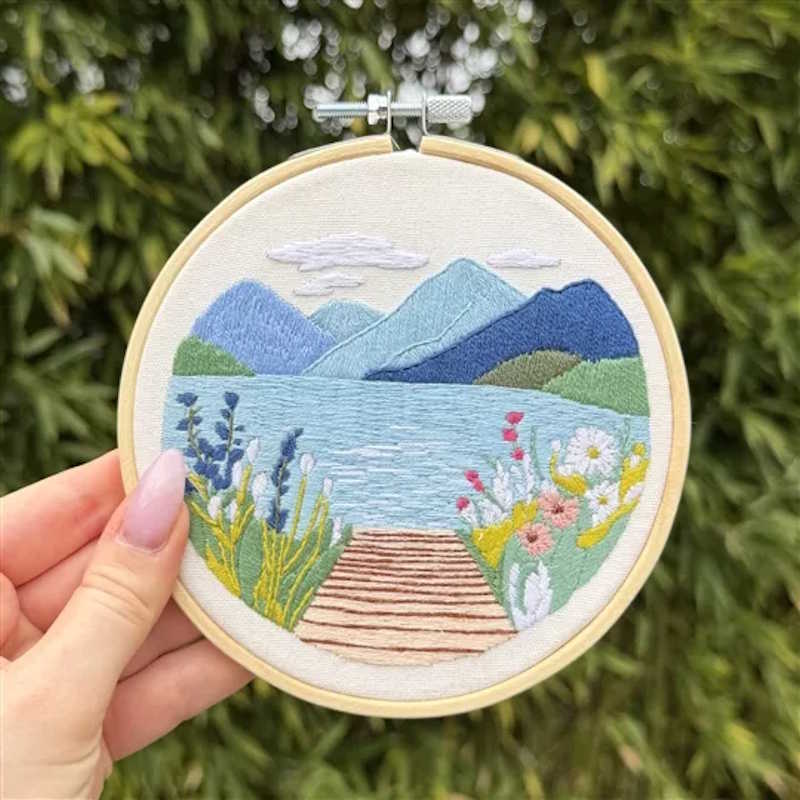Blooming Blue Lake Embroidery Kit by Milpoint