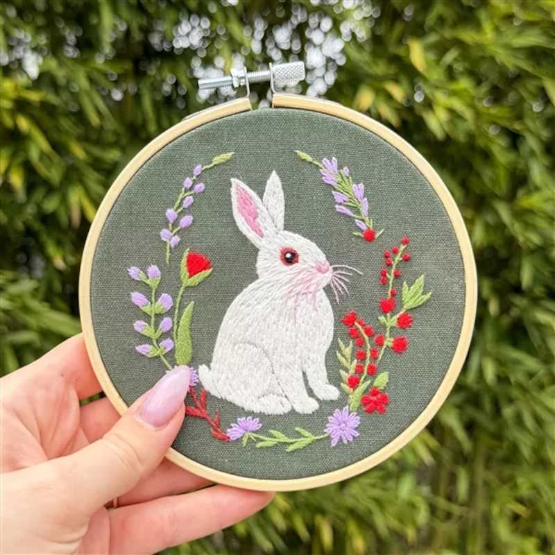 Garden Rabbit Embroidery Kit by Milpoint