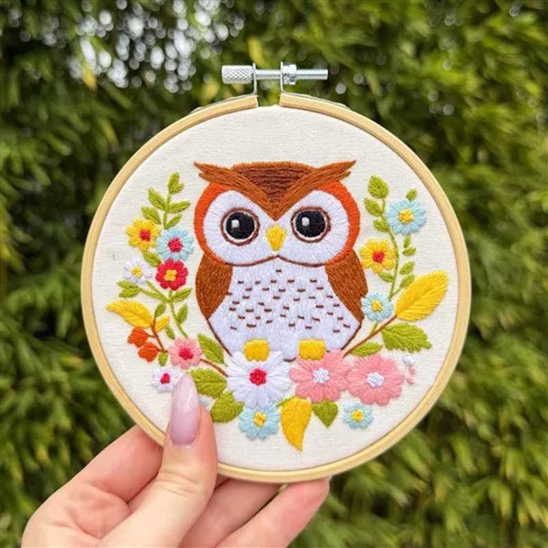 Floral Owl Embroidery Kit by Milpoint