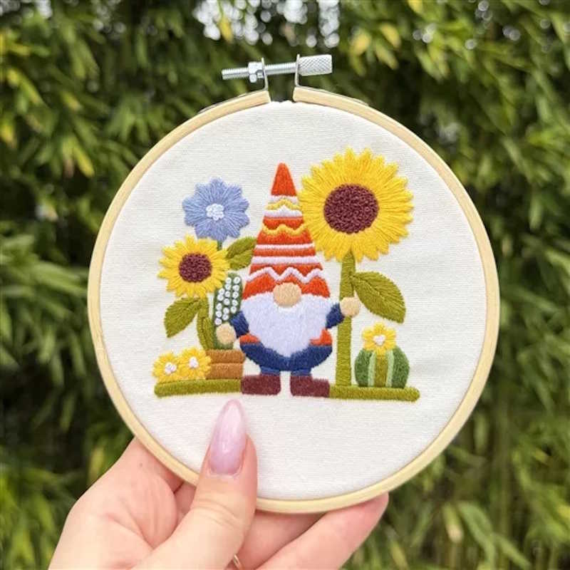 Garden Gnome Embroidery Kit by Milpoint