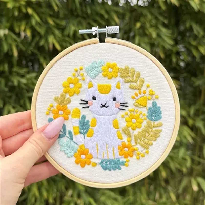 Boho Cat Embroidery Kit by Milpoint