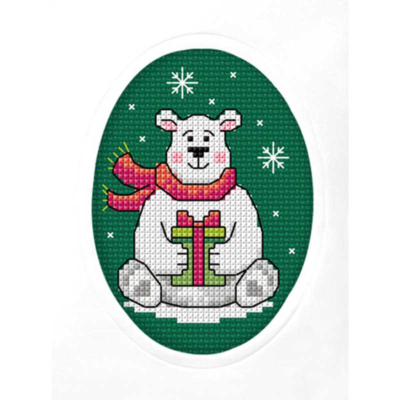 Christmas Bear Cross Stitch Christmas Card Kit by Orchidea