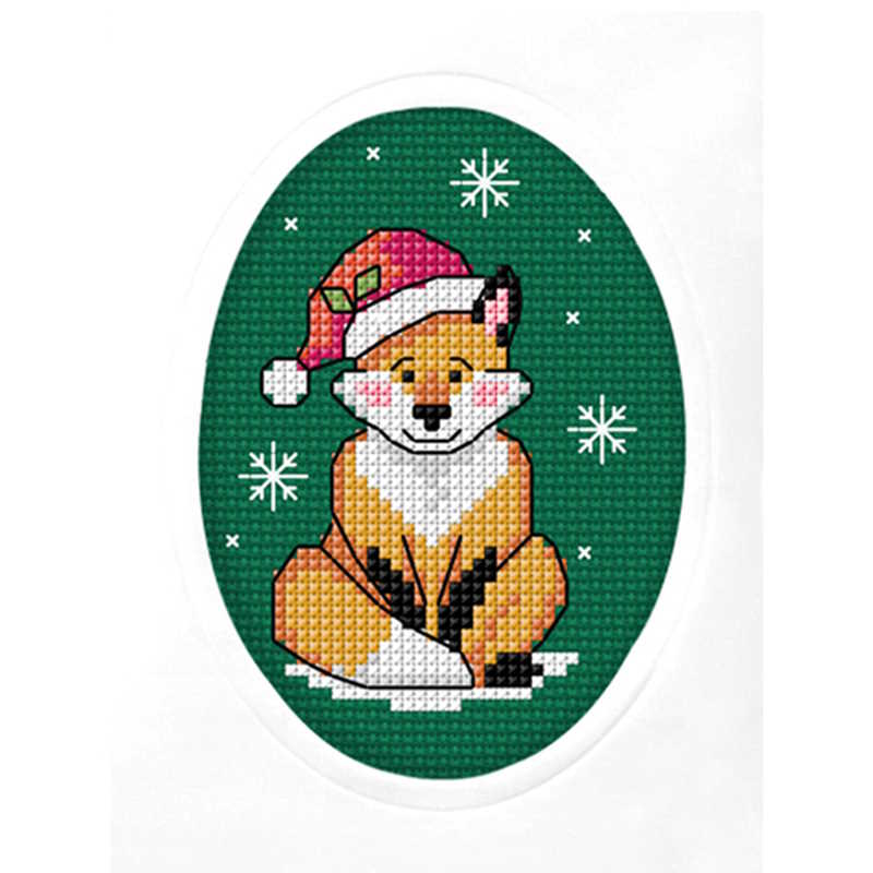 Christmas Fox Cross Stitch Christmas Card Kit by Orchidea