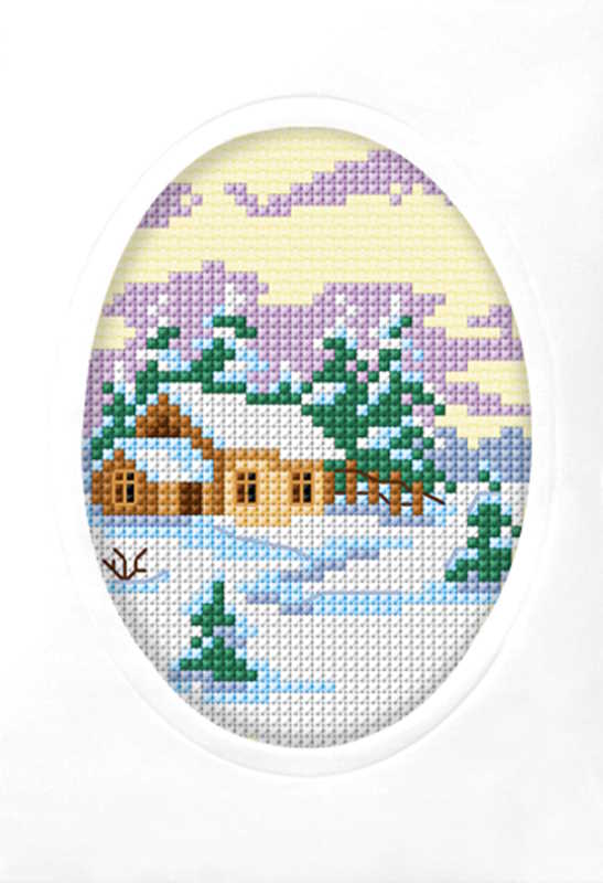 Winter Village Cross Stitch Christmas Card Kit by Orchidea
