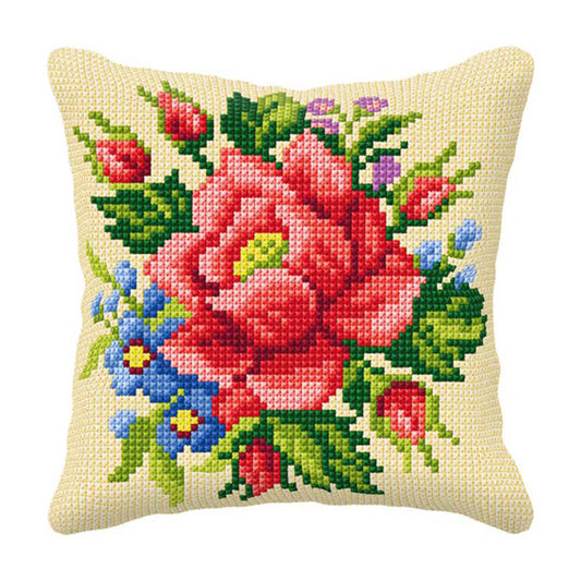 Rose Printed Cross Stitch Cushion Kit by Orchidea