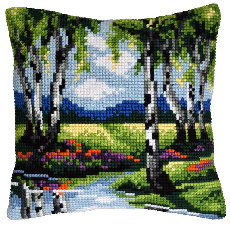 Landscape Printed Cross Stitch Cushion Kit by Orchidea