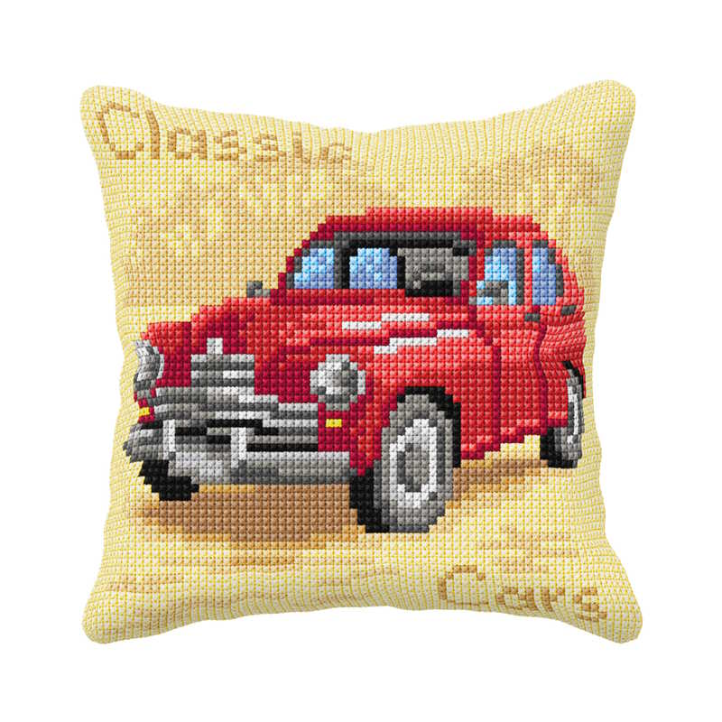 Red Car Printed Cross Stitch Cushion Kit by Orchidea
