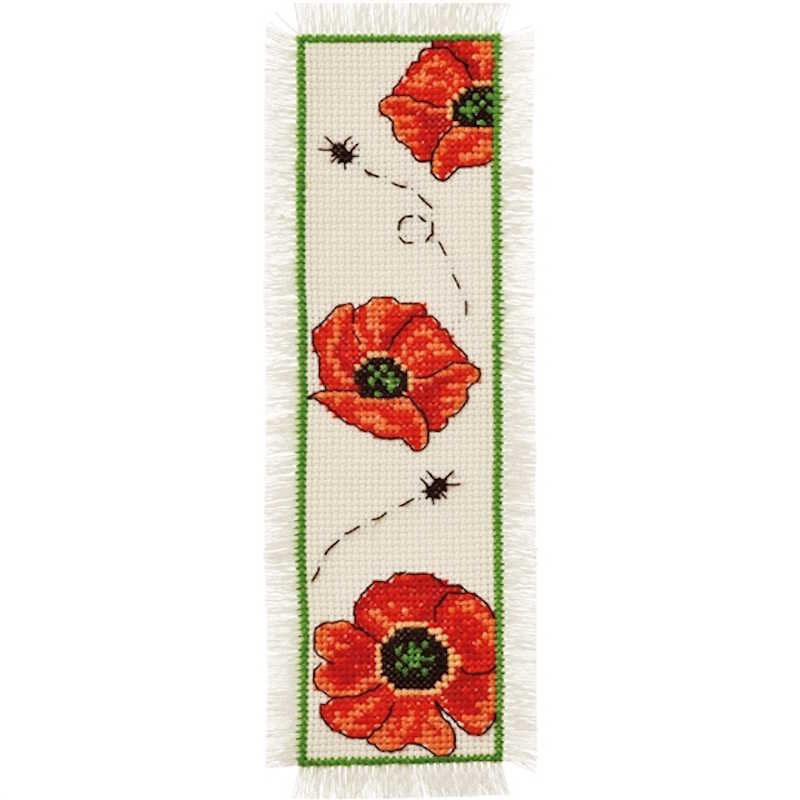 Poppies Bookmark Cross Stitch Kit By Permin