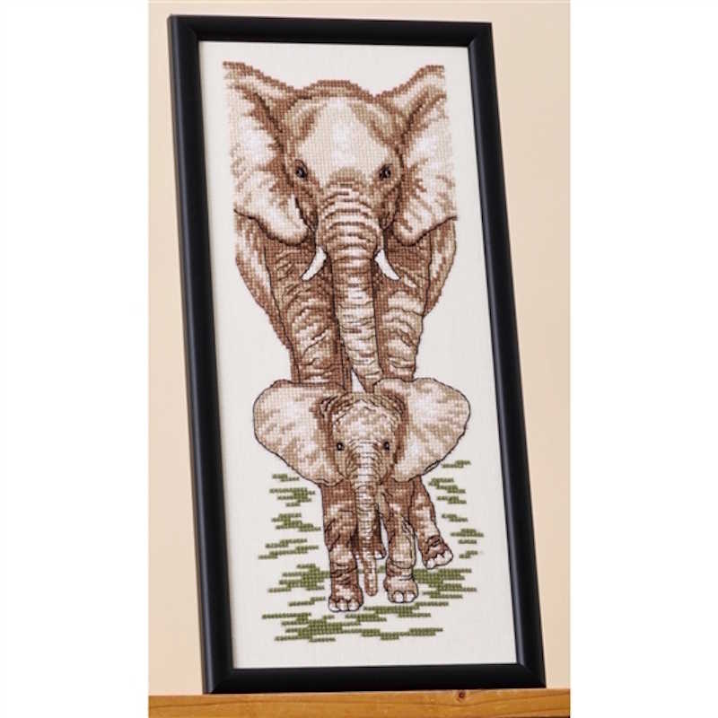 Elephant with Calf Cross Stitch Kit by Permin 