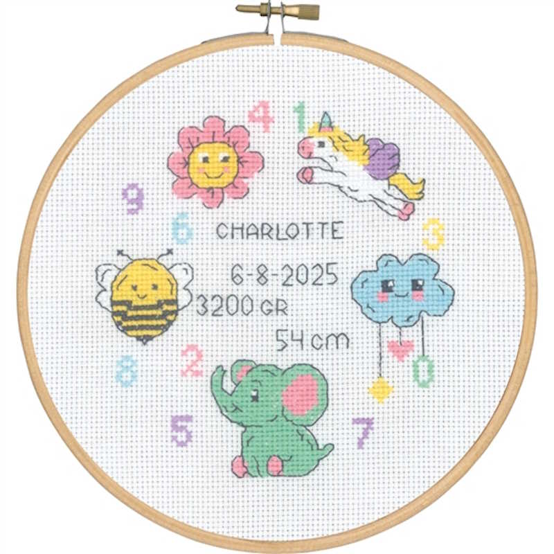 Baby Girl Birth Sampler Cross Stitch Kit by Permin