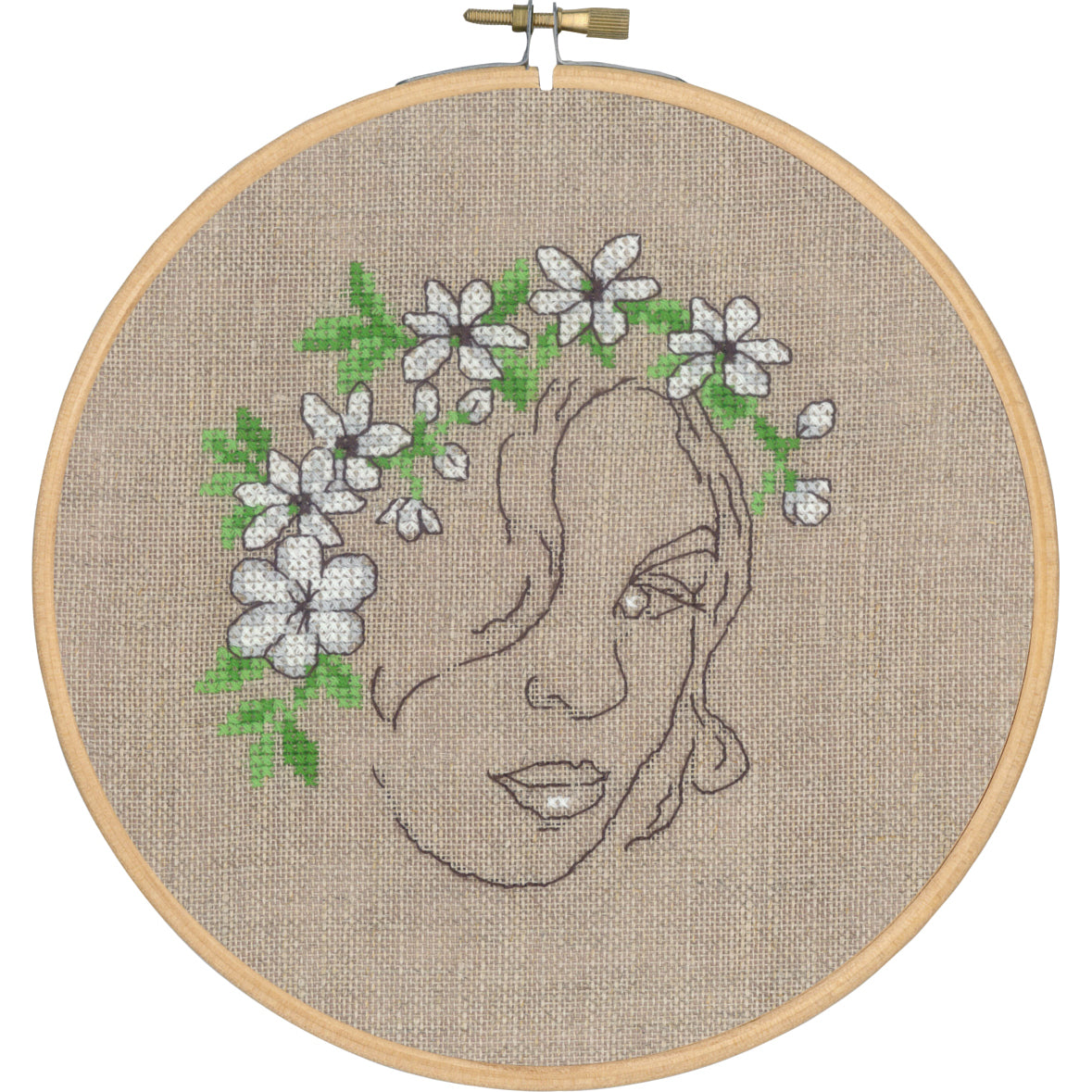 Girl with Flowers Cross Stitch Kit by Permin