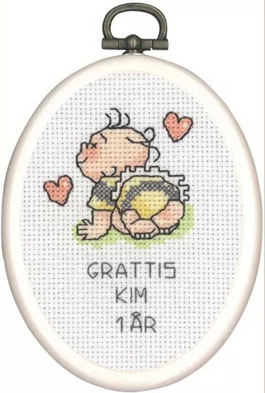 New Baby Mini Birth Sampler Cross Stitch Kit by Permin