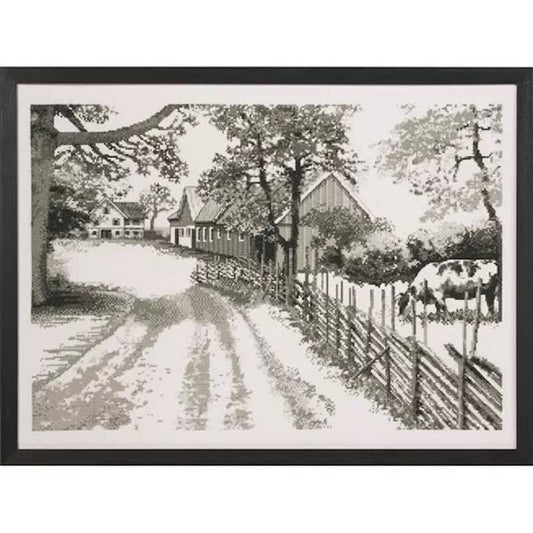 Monochrome Farm Cross Stitch Kit by Permin