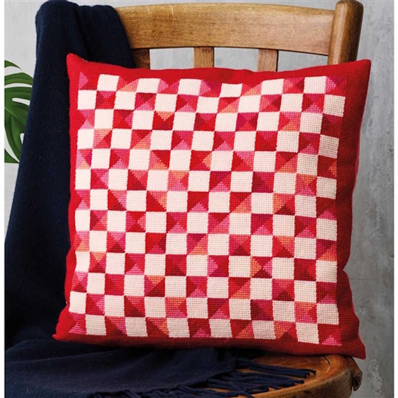 Red Windows Cushion Cross Stitch Kit by Permin