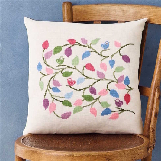 Bird in Leaves Cushion Cross Stitch Kit by Permin