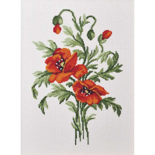 Poppies Cross Stitch Kit by Permin