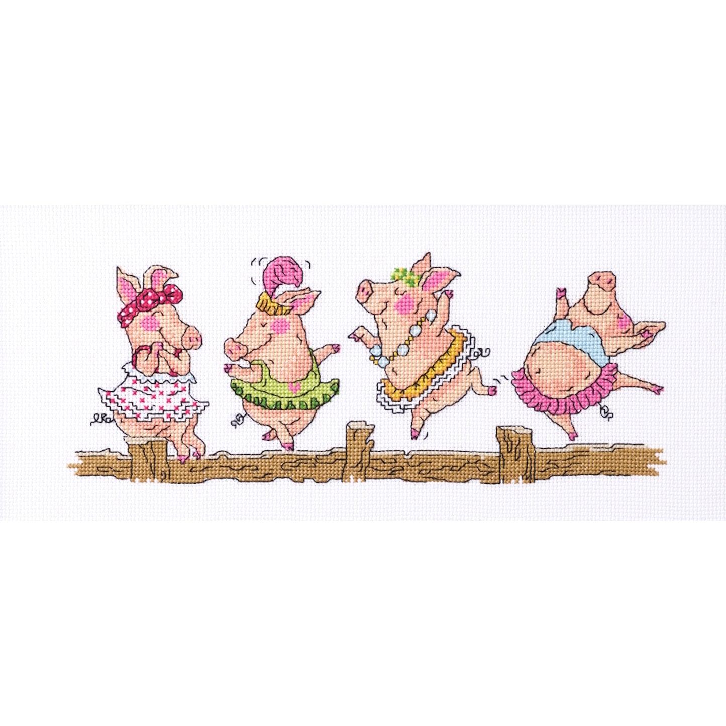 Dancing Pigs Cross Stitch Kit by Permin