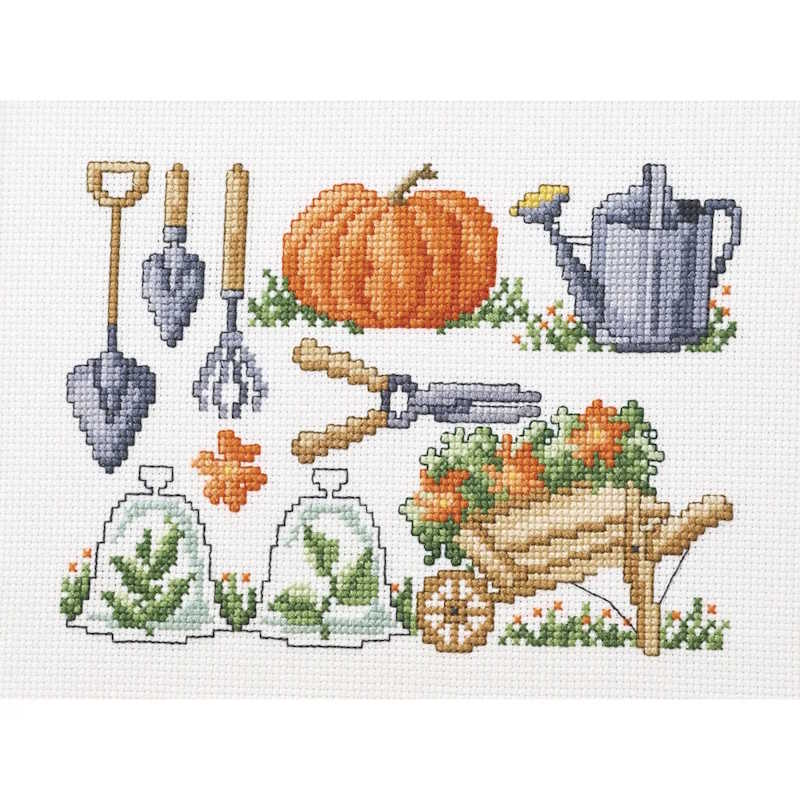 Pumpkin and Watering Can Cross Stitch Kit by Permin