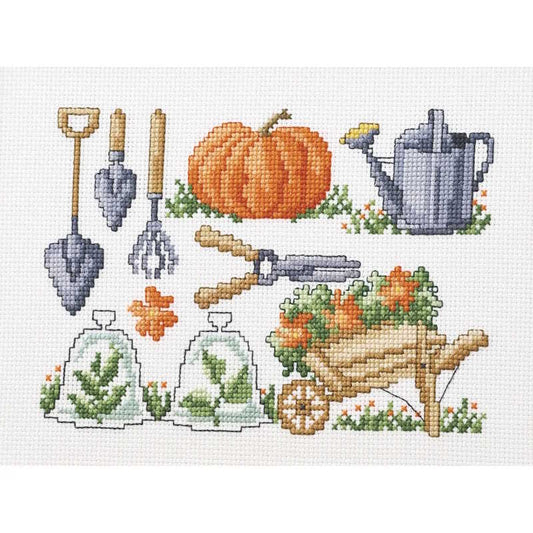 Pumpkin and Watering Can Cross Stitch Kit by Permin