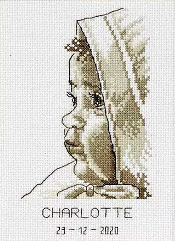 Charlotte Birth Sampler Cross Stitch Kit by Permin - P92-9424