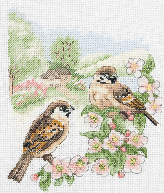 Spring Sparrow Cross Stitch Kit By Anchor