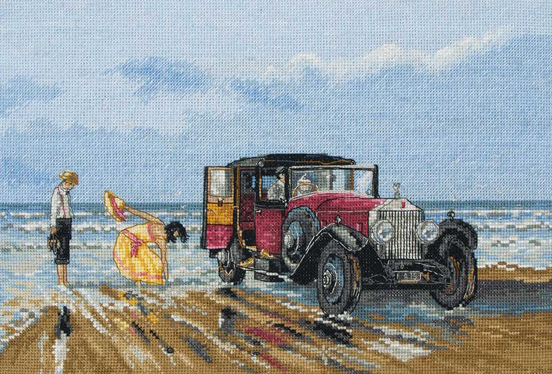 Vintage Rolls on the Beach Cross Stitch Kit By Anchor