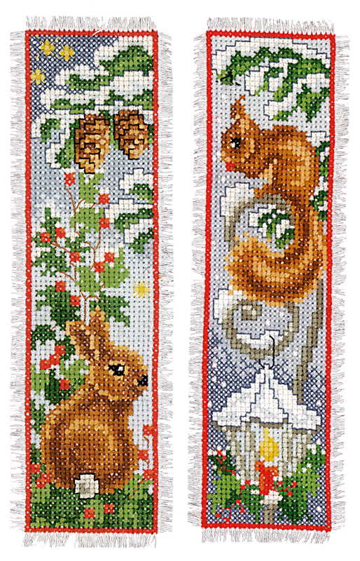 Rabbit and Squirrel Bookmark Cross Stitch Kit By Vervaco