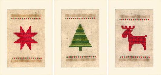 Checkered Motifs Cross Stitch Christmas Card Kit By Vervaco