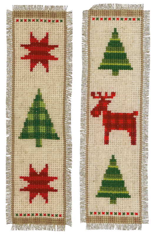 Checkered Christmas Trees Bookmark Cross Stitch Kit By Vervaco