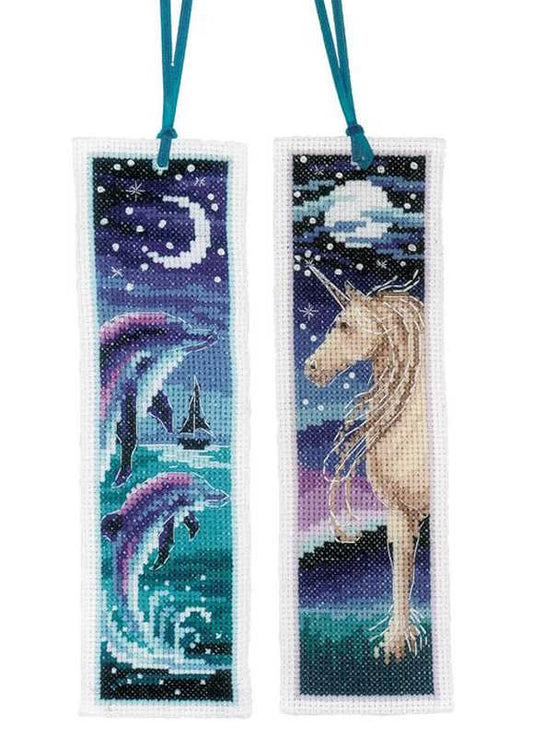 Dolphin and Unicorn Bookmark Cross Stitch Kit By Vervaco