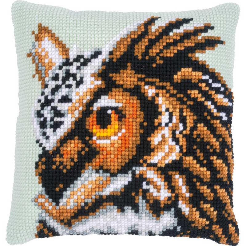 Owl Printed Cross Stitch Cushion Kit by Vervaco