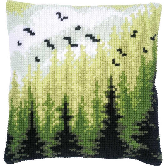 Forest Printed Cross Stitch Cushion Kit by Vervaco