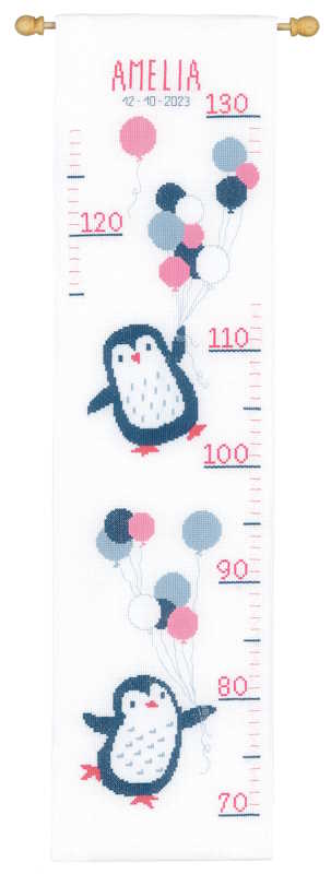 Hello Penguin Height Chart Cross Stitch Kit By Vervaco