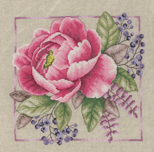 Blooming Rouge Cross Stitch Kit By Lanarte