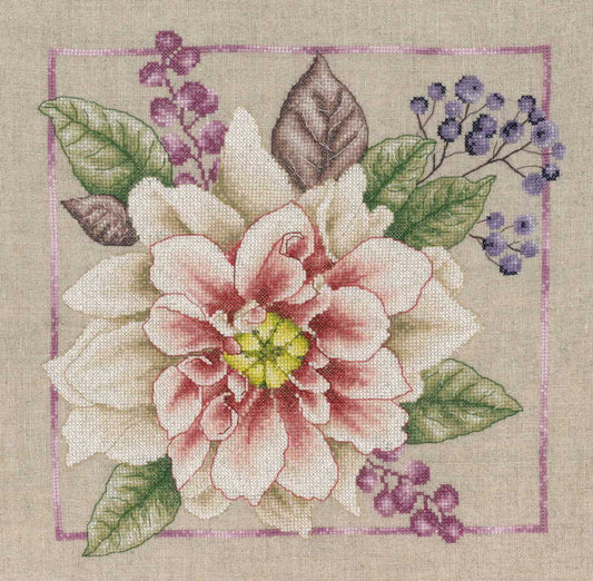 Blooming White Cross Stitch Kit By Lanarte