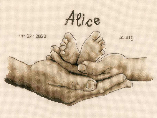 Hands and Feet Birth Sampler Cross Stitch Kit By Vervaco