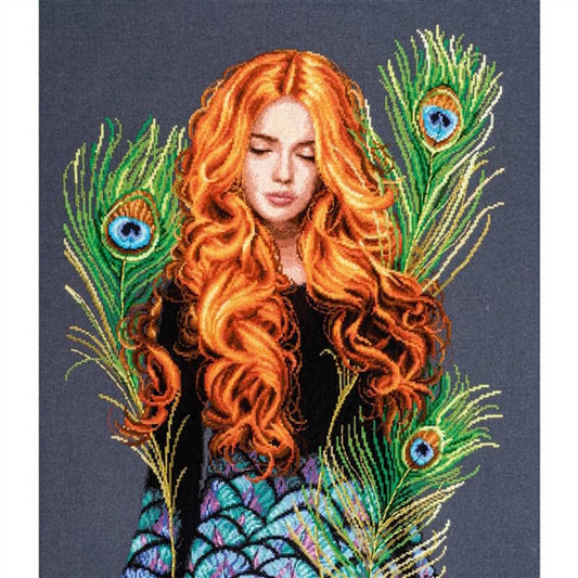 The Peacock's Muse Cross Stitch Kit By Lanarte