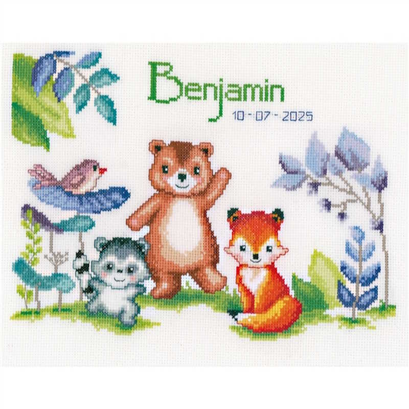 Wave from the Woods Birth Sampler Cross Stitch Kit By Vervaco
